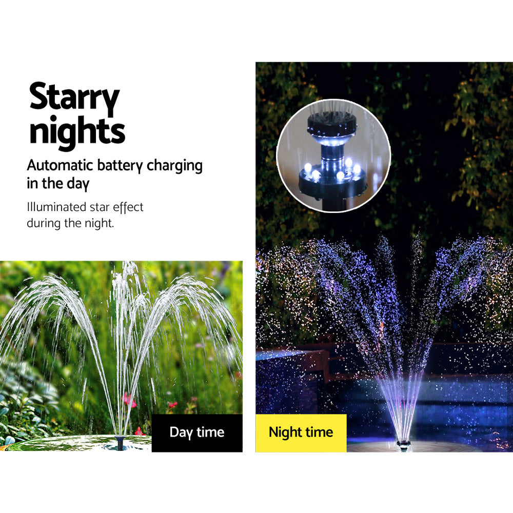 Gardeon Solar Pond Pump Submersible Water Fountain with Battery Kit LED Lights 4FT