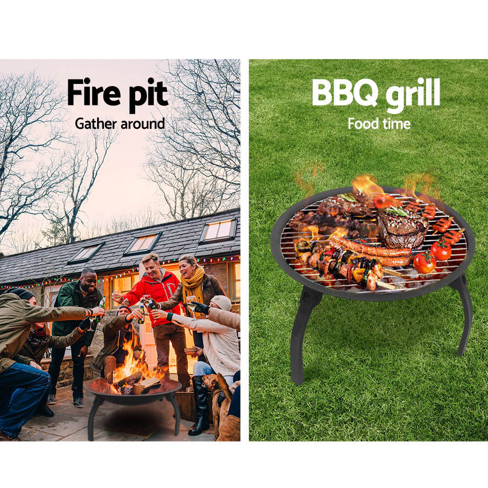 Fire Pit BBQ Charcoal Grill Smoker Portable Outdoor Camping Garden Pits 30"