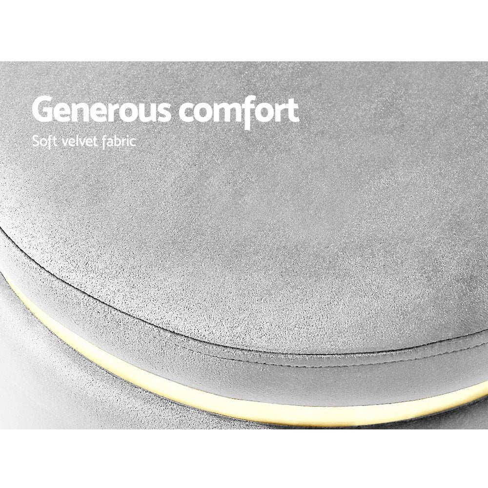 Artiss Ottoman Foot Stool Round Velvet Grey