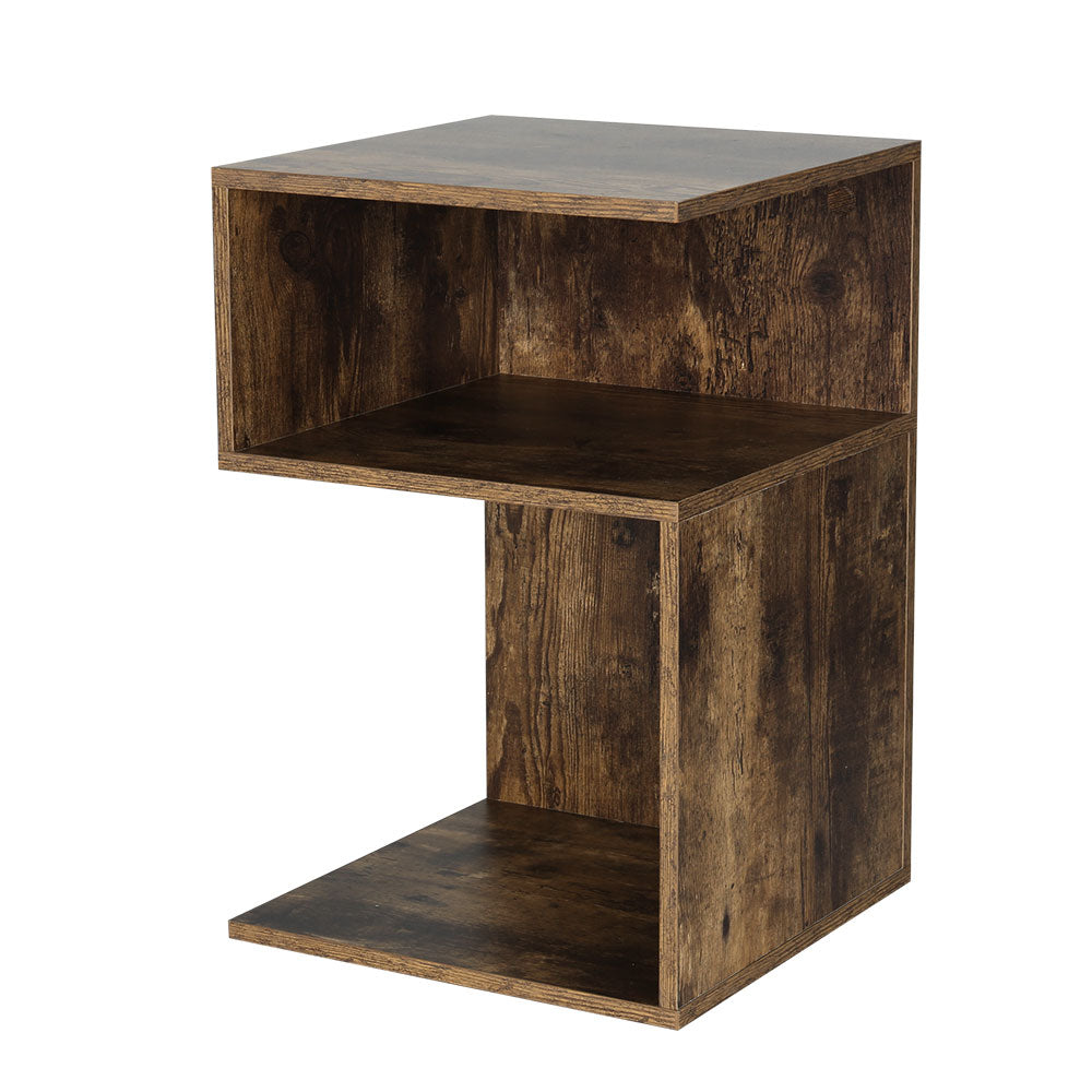 Artiss Bedside Table Shelves Side End Table Storage Nightstand Rust Oak