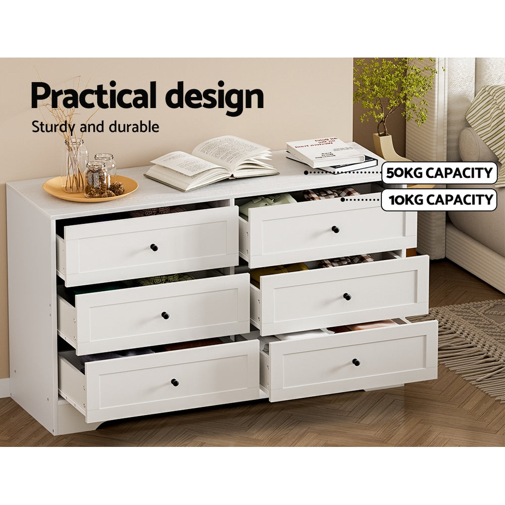 Artiss 6 Chest of Drawers - LEIF White