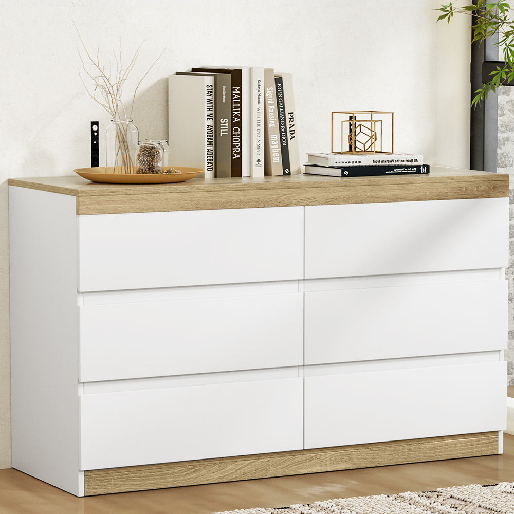 Artiss 6 Chest of Drawers Cabinet Dresser Table Tallboy Storage Bedroom White