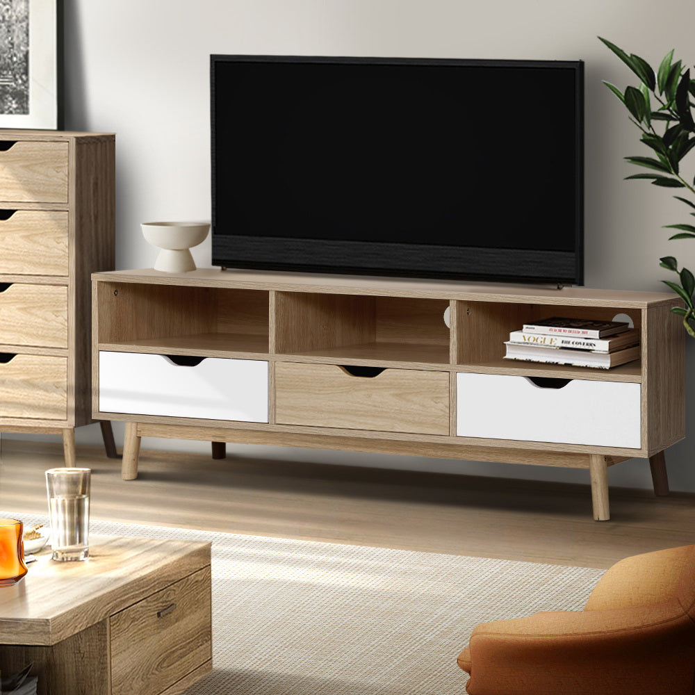 Artiss TV Cabinet Entertainment Unit Stand Wooden Storage 140cm Scandinavian