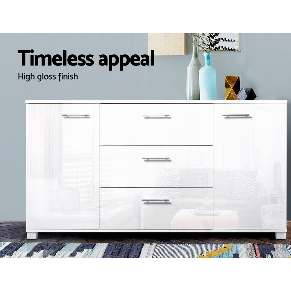 Artiss Buffet Sideboard High Gloss - White