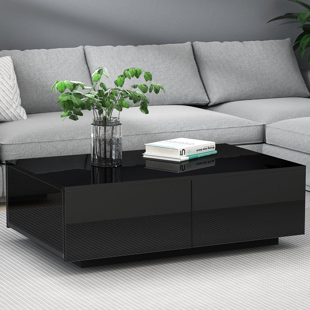 Artiss Coffee Table 4 Drawers Black Trevi