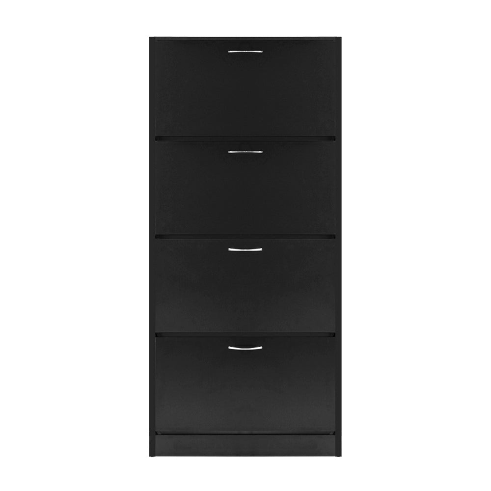 Artiss Shoe Rack Storage Shelf Cabinet 60 Pairs 4 Doors - Black