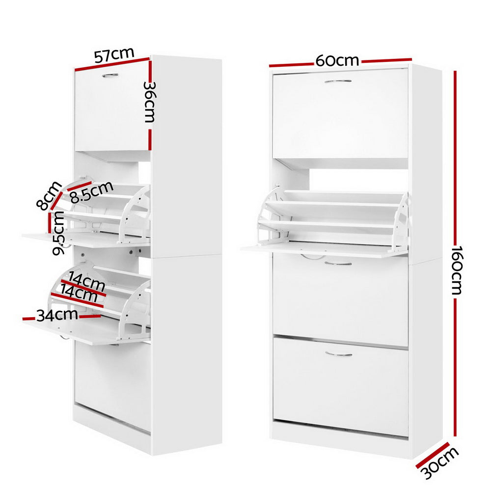 Artiss Shoe Rack Shoes Storage Cabinet 60 Pairs 4 Doors - White