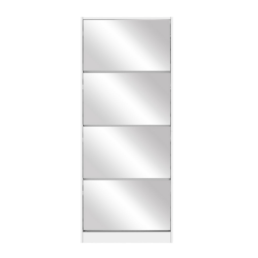 Artiss Shoe Rack Cabinet Mirror 60 Pairs White Rira