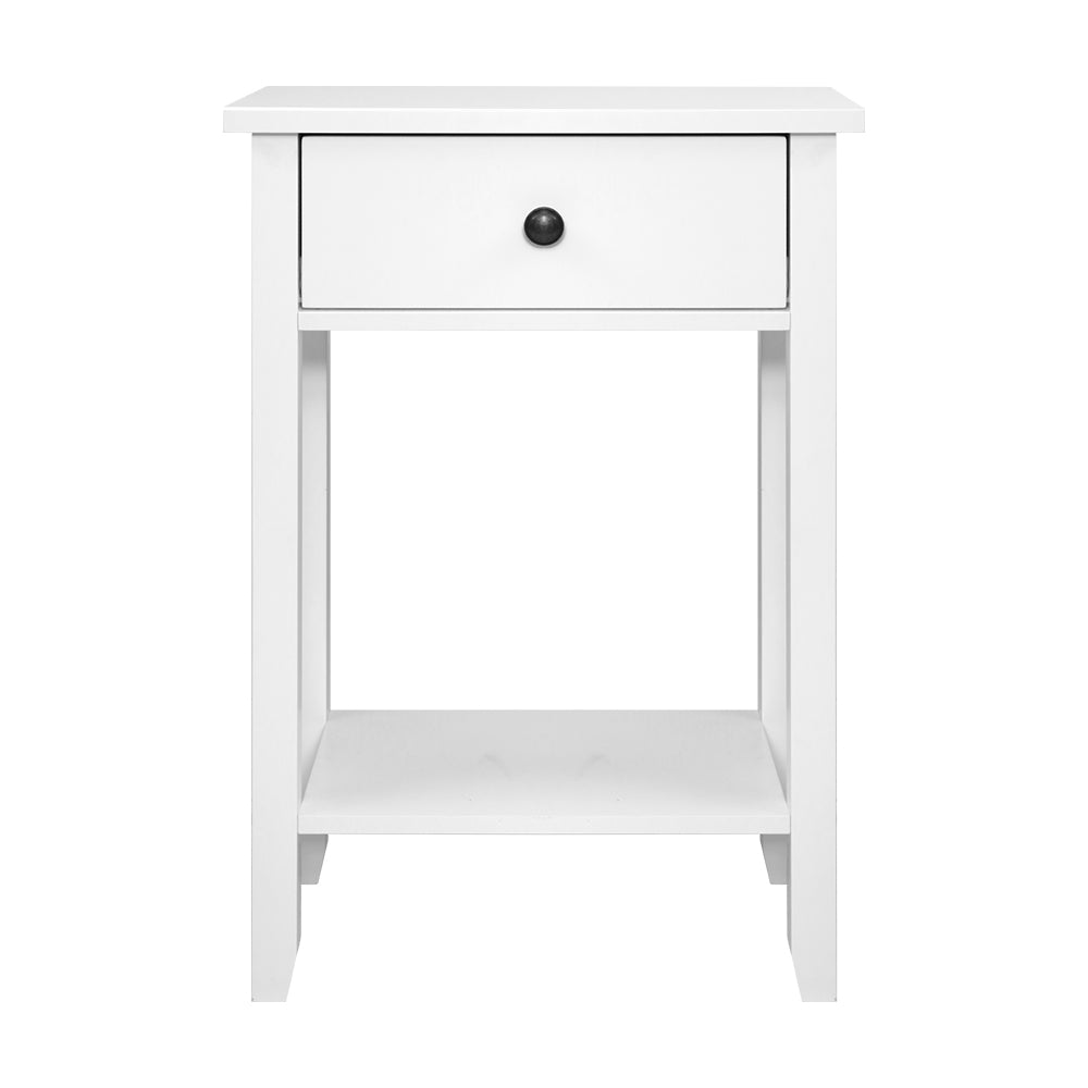 Artiss Bedside Table 1 Drawer with Shelf - BOWIE White