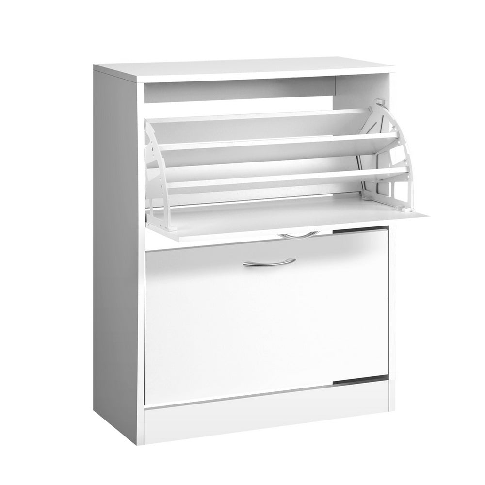 Artiss Shoe Rack Cabinet 24 Pairs Adjustable Shelves White Iris