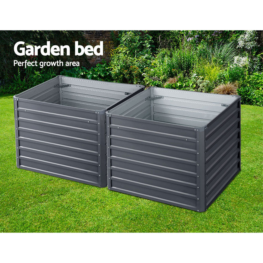 Green Fingers 2x Garden Bed 100x100x77cm Planter Box Raised Container Galvanised