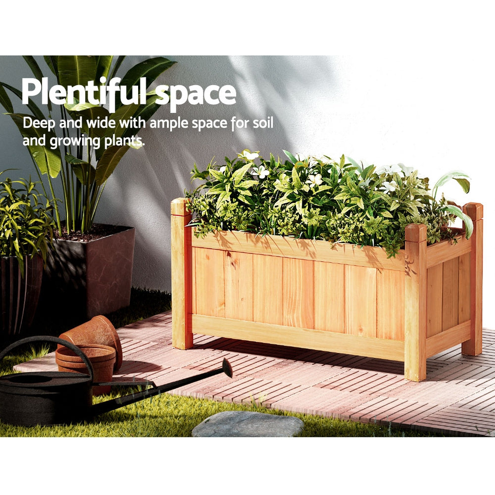 Green Fingers Garden Bed 60x30x33cm Wooden Planter Box Raised Container Growing