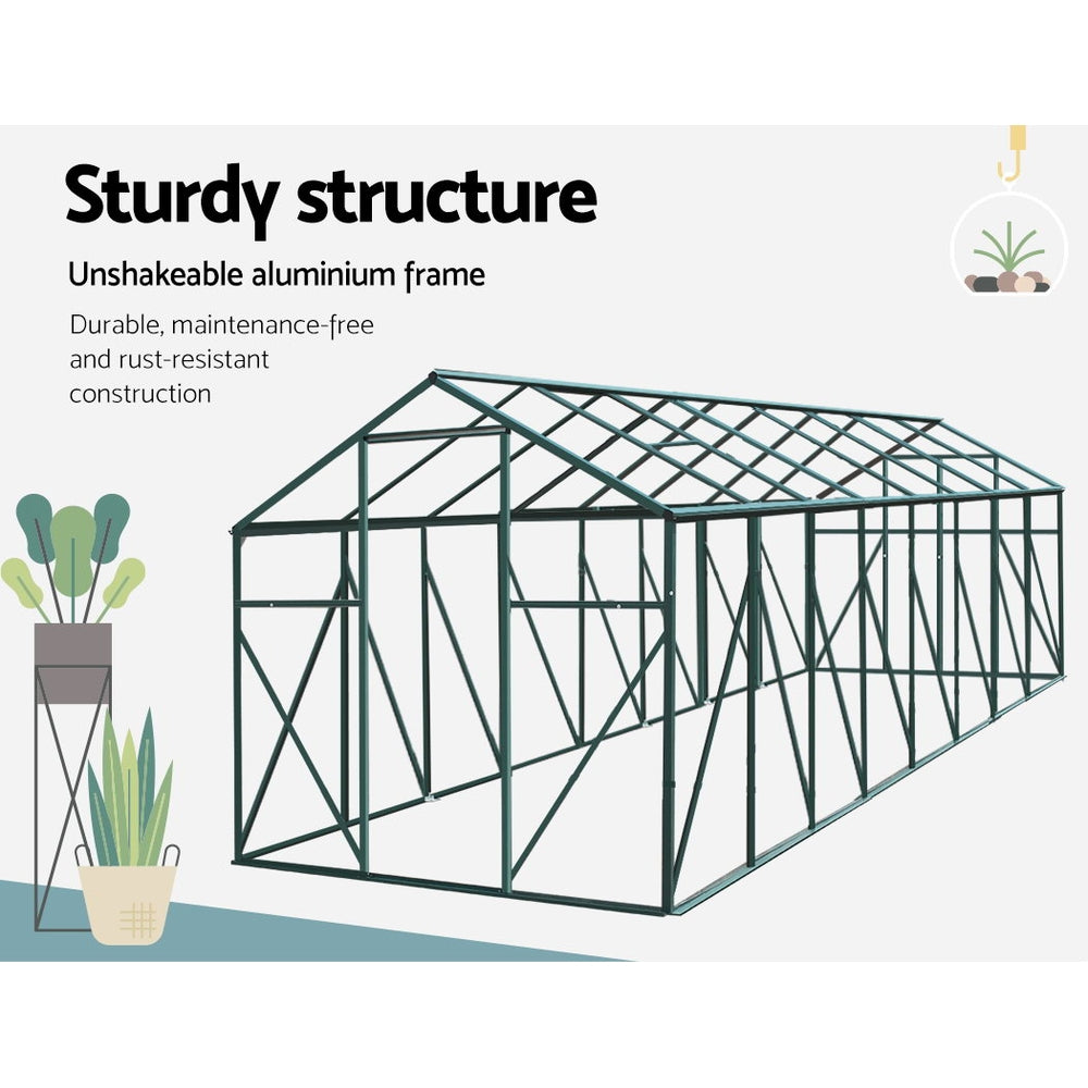 Greenfingers Greenhouse 5.1x2.44x2.1M Aluminium Polycarbonate Green House Garden Shed