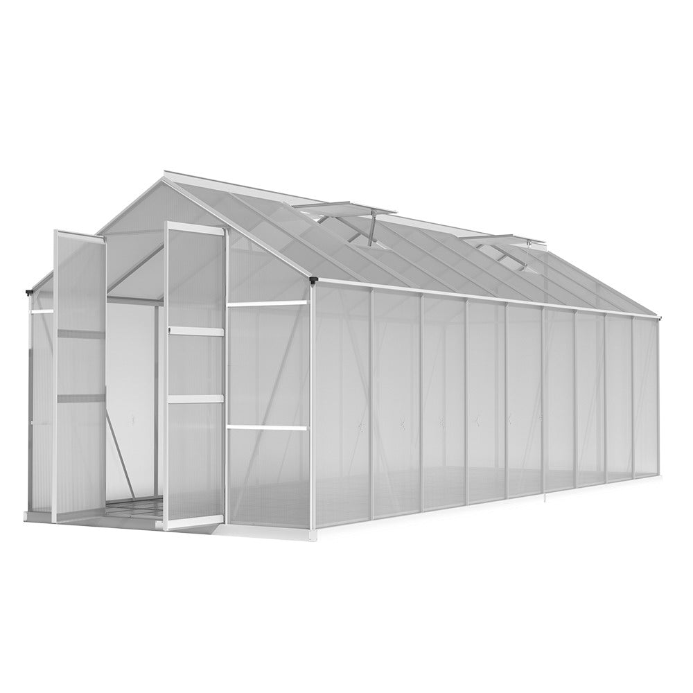 Greenfingers Greenhouse 5.1x2.5x2.26M Double Doors Aluminium Green House Garden Shed