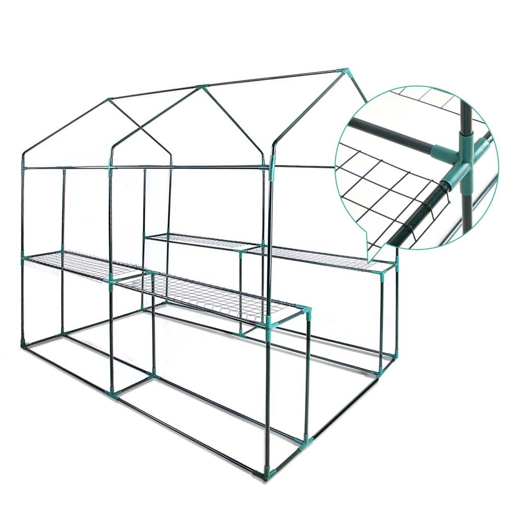 Greenfingers Greenhouse 1.2x1.9x1.9M Walk in Green House Tunnel Clear Garden Shed 4 Shelves