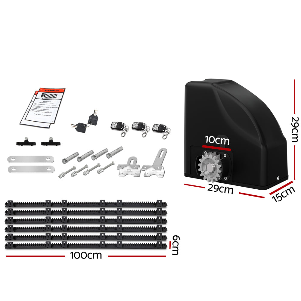 Lockmaster Automatic Sliding Gate Opener Kit 10W Solar Panel Electric 6M 600KG