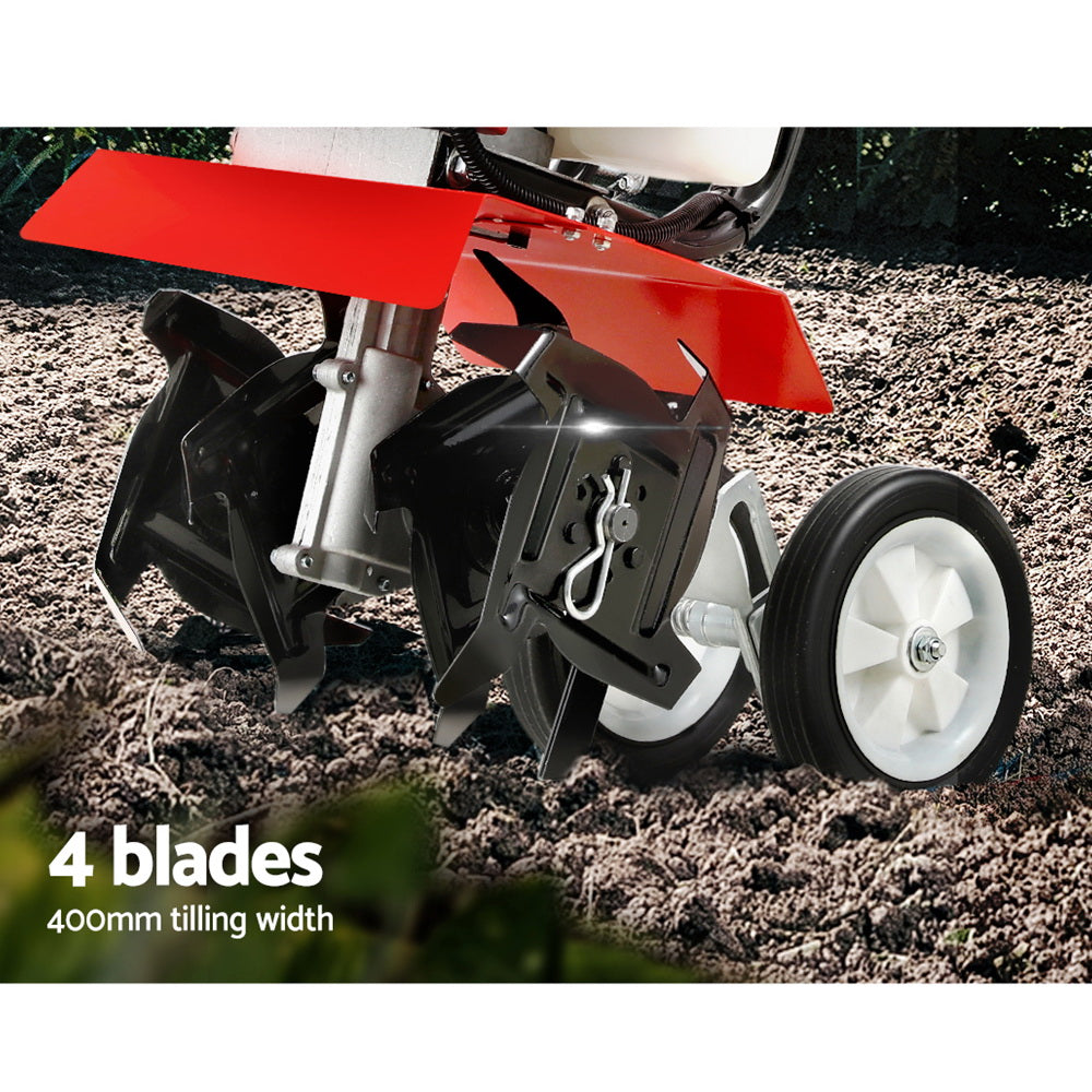 Giantz 88CC Tiller Garden Cultivator Rototiller 4 Blades Soil Plower Rotary Hoe