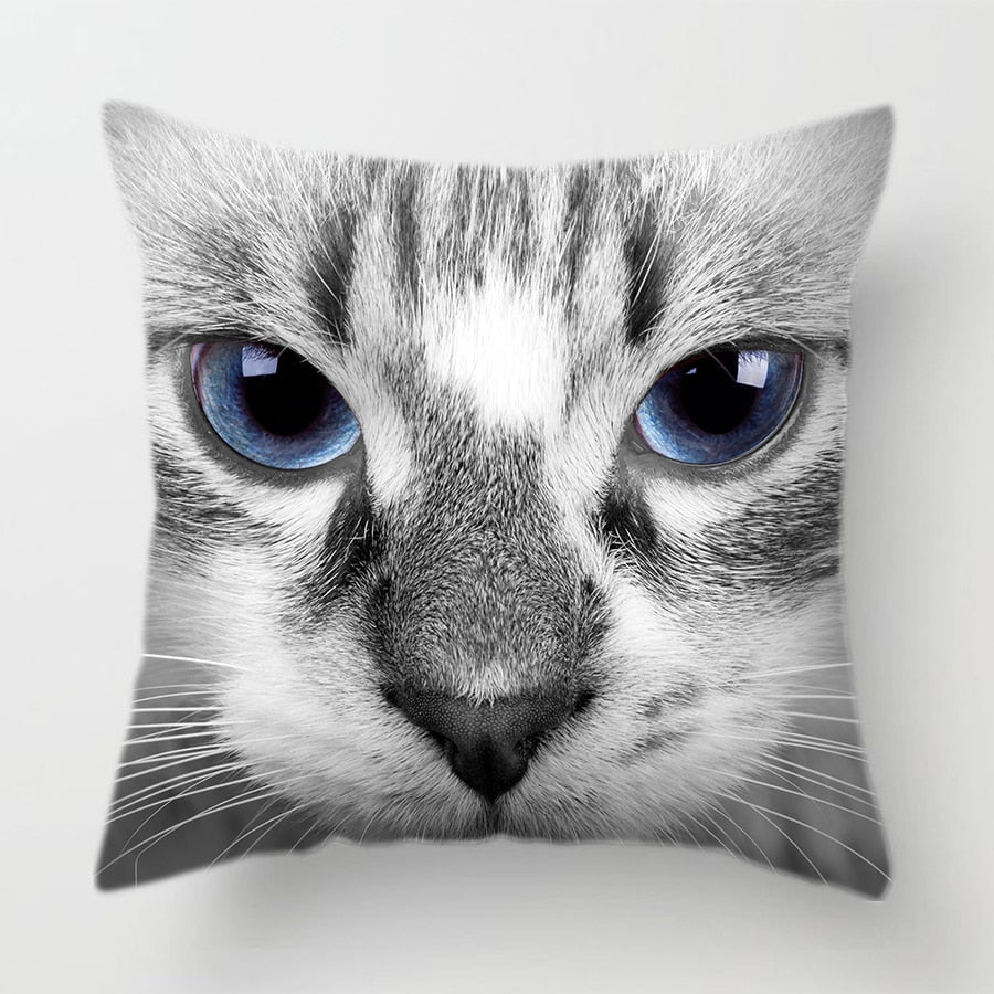 Cat Face Printed Decorative Cushion Cover 45X45CM (10)