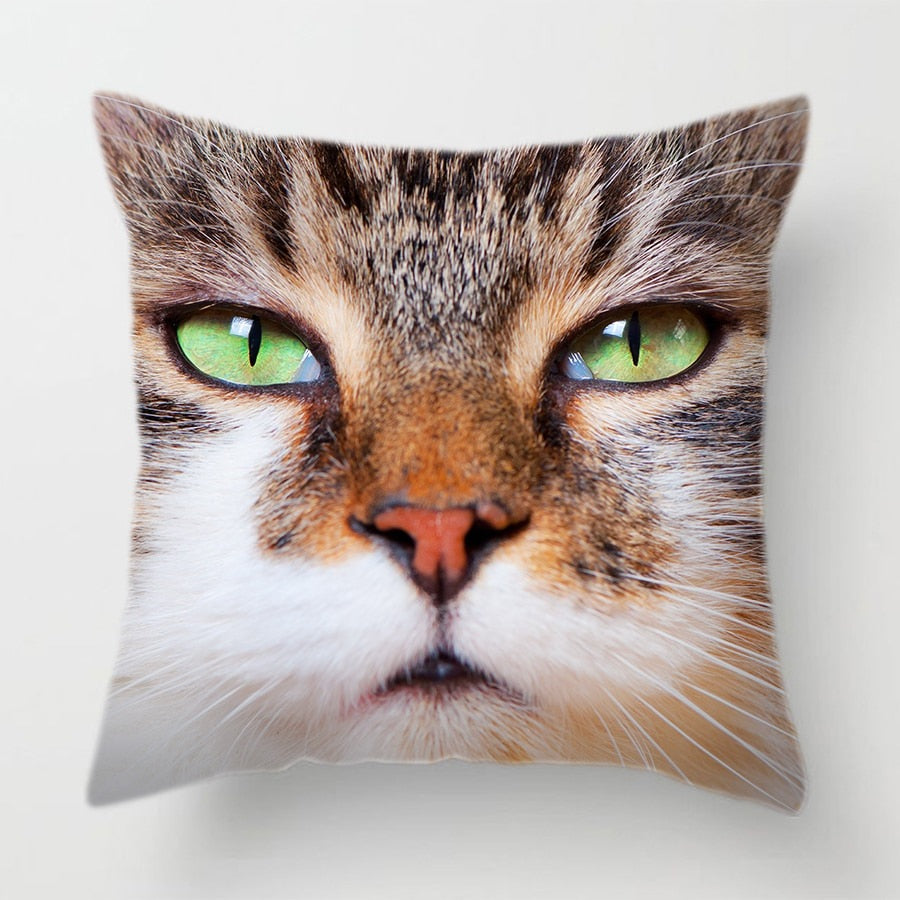 Cat Face Printed Decorative Cushion Cover 45X45CM (13)