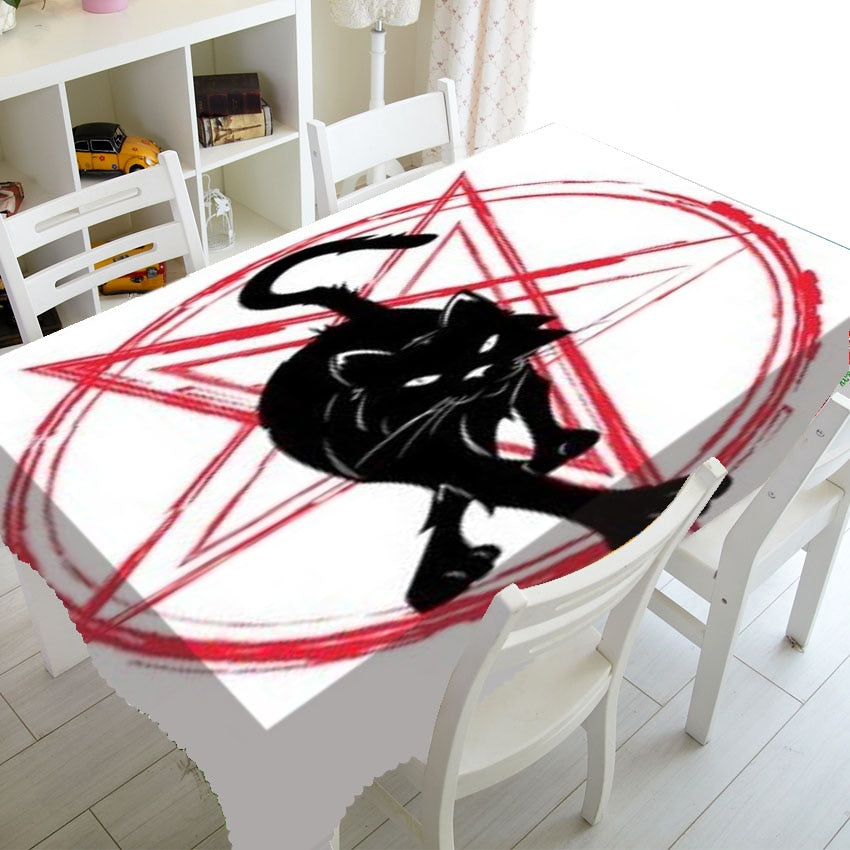 Black cat Pentagram Tablecloth (L)