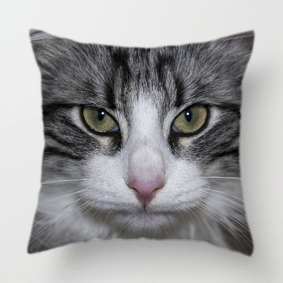 Cat Face Printed Decorative Cushion Cover 45X45CM (17)