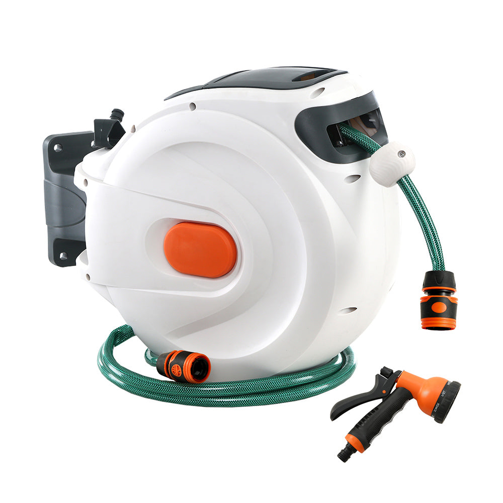 Greenfingers Water Hose Reel 10M Retractable Garden Spray Gun AutoRewind