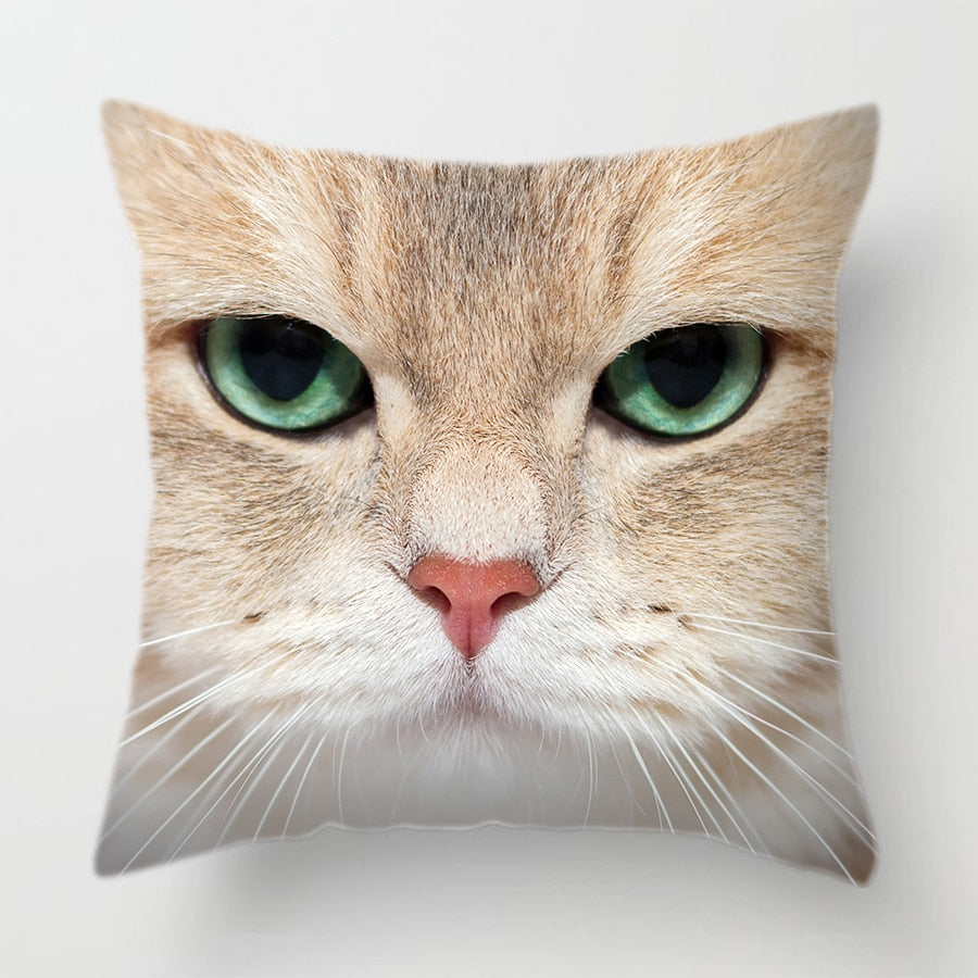 Cat Face Printed Decorative Cushion Cover (19)