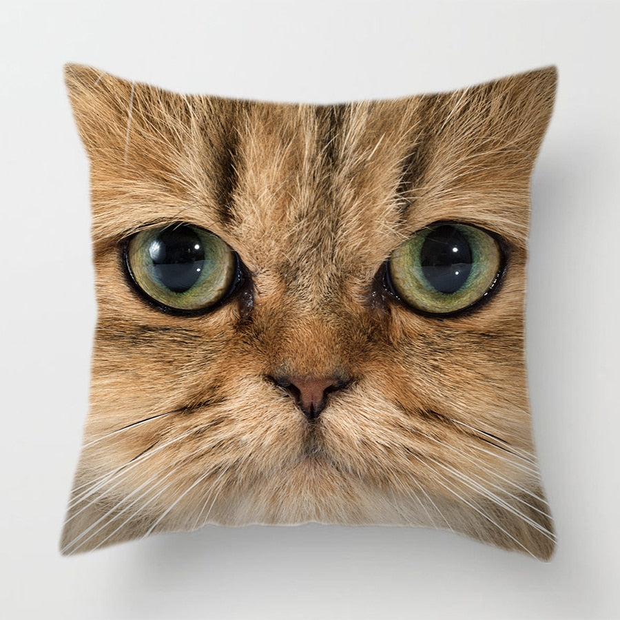 Cat Face Printed Decorative Cushion Cover 45X45CM (12)