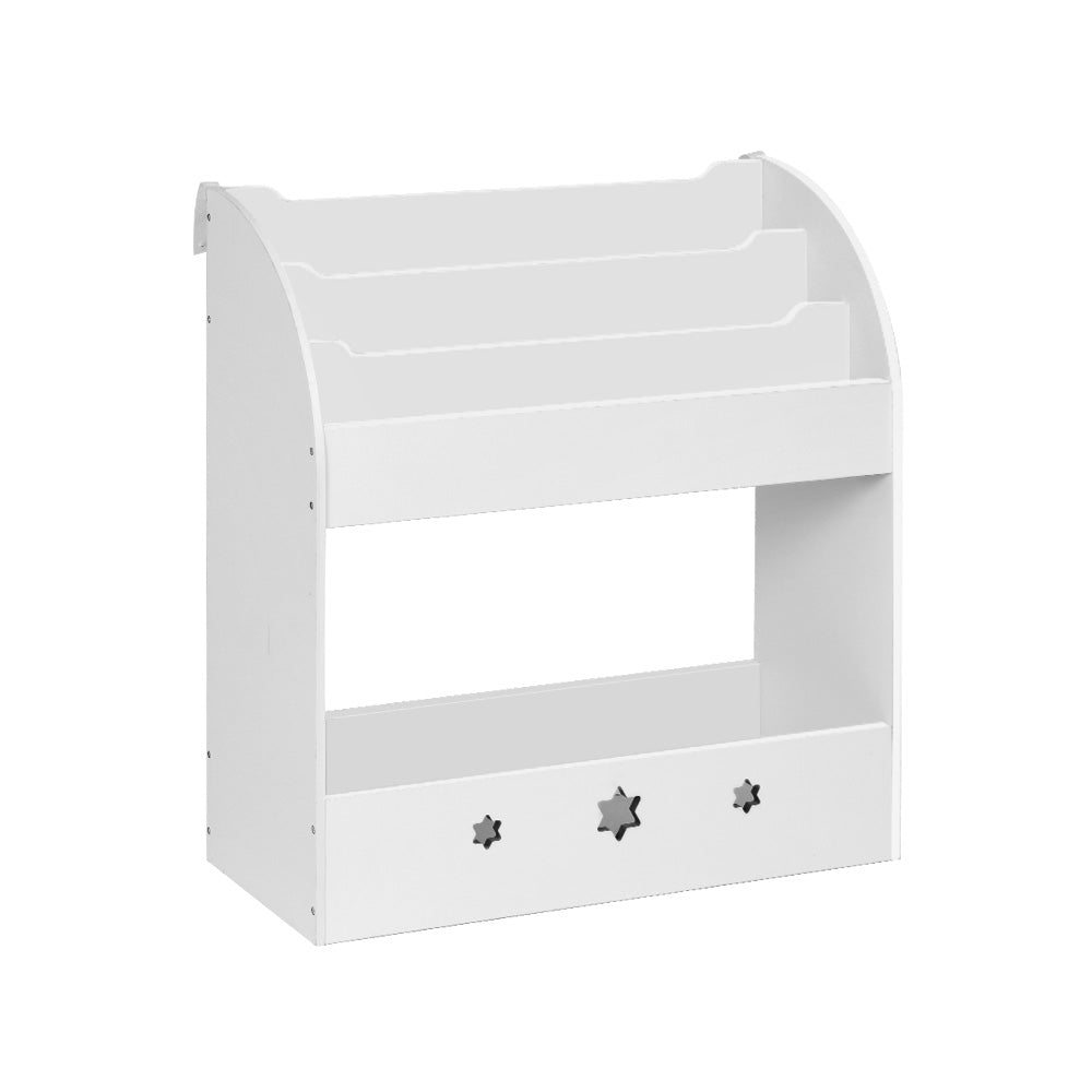 Keezi 3 Tiers Kids Bookshelf Magazine Shelf Organiser Bookcase Display White