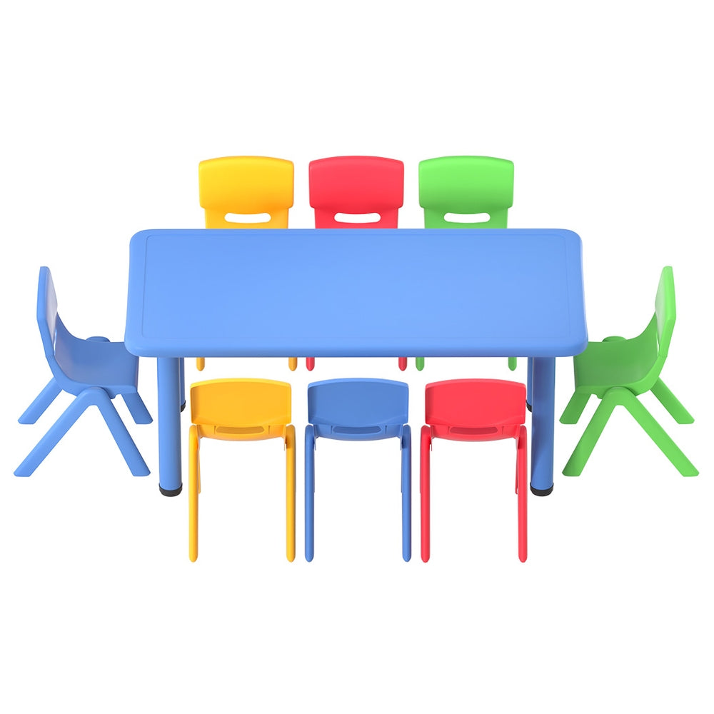 Keezi 9PCS Kids Table and Chairs Set Children Study Desk Furniture Plastic 8 Chairs