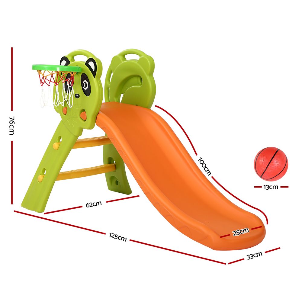 Keezi Kids Slide Set Basketball Hoop Indoor Outdoor Playground Toys 100cm Orange