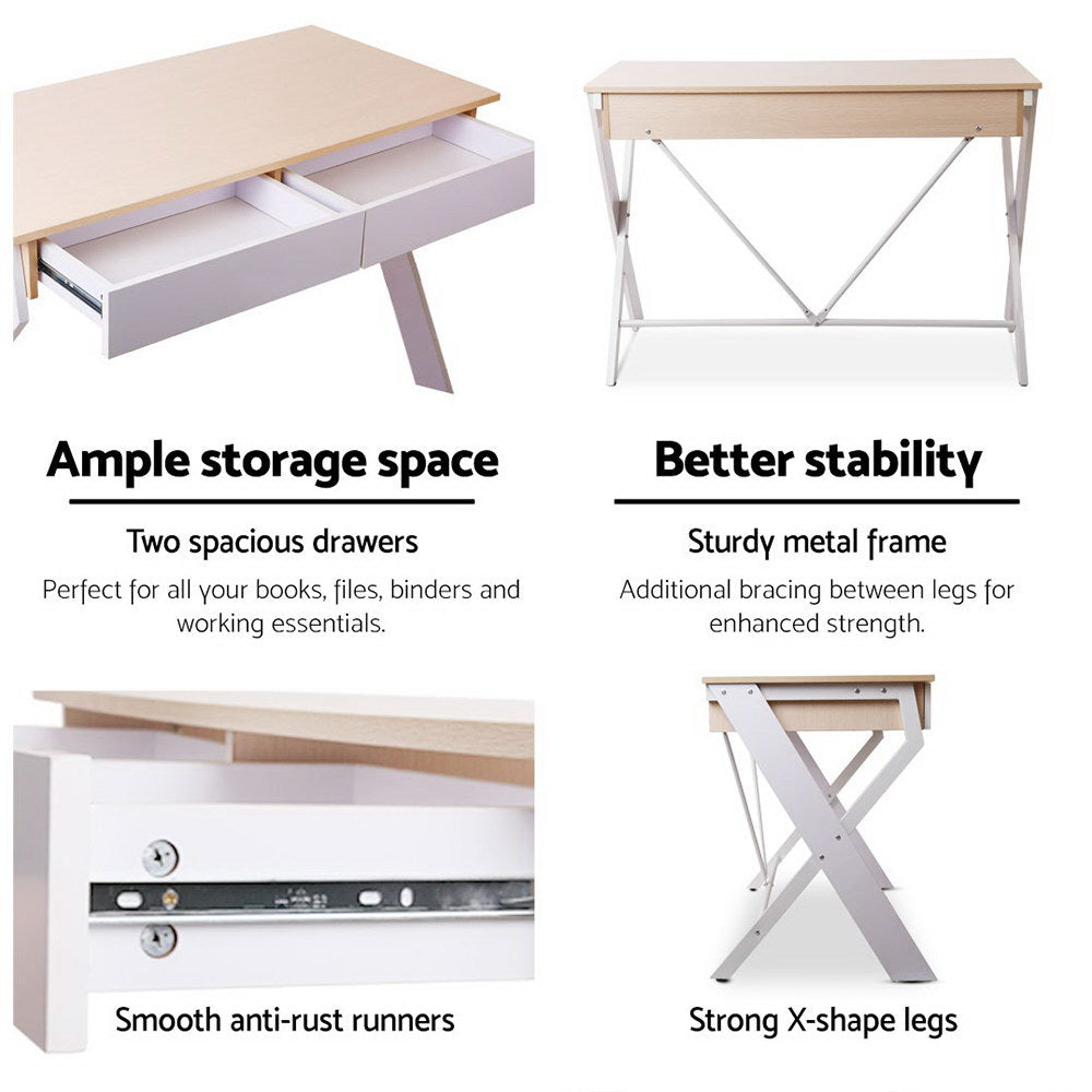 Artiss Computer Desk Drawer Oak 100CM