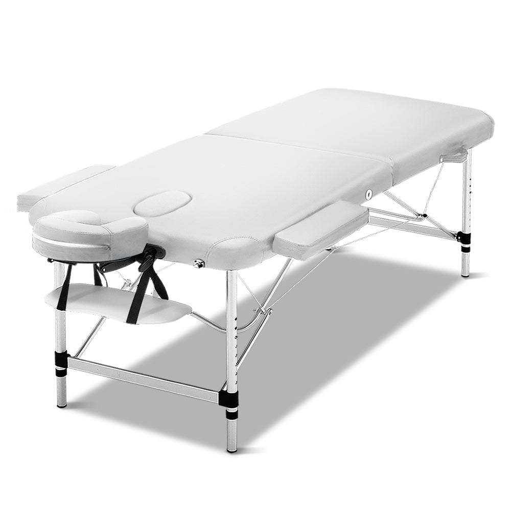 Zenses 75cm Wide Portable Aluminium Massage Table Two Fold Treatment Beauty Therapy White