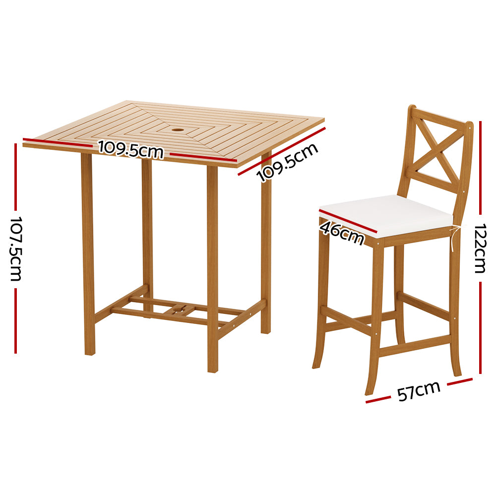 Gardeon 5-Piece Outdoor Bar Set Acacia Wood Bistro Patio Table Stools