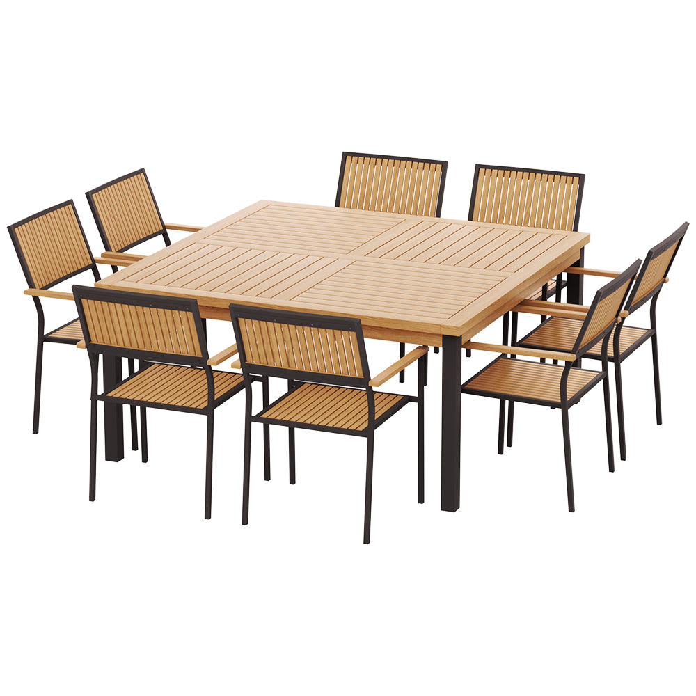 Gardeon Outdoor Dining Set 9 Piece Wooden Table Chairs Setting