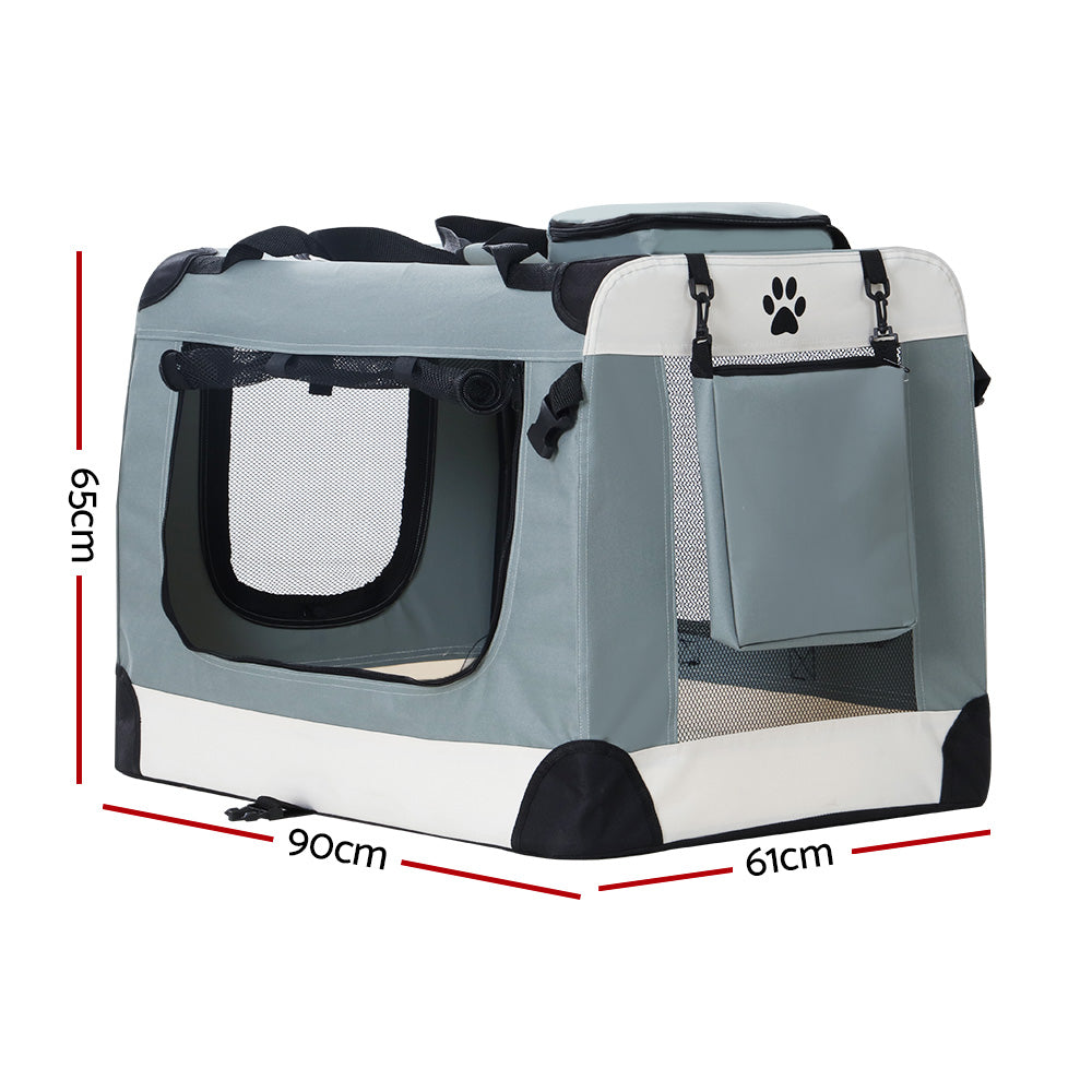 i.Pet Pet Carrier Soft Crate Dog Cat Travel 90x61CM Portable Foldable Car 2XL