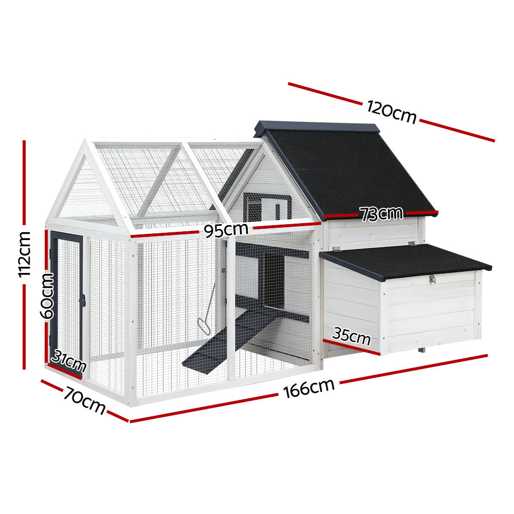 i.Pet Chicken Coop Rabbit Hutch 166cm x 120cm x 112cm Large House Run Cage XL Bunny Wooden