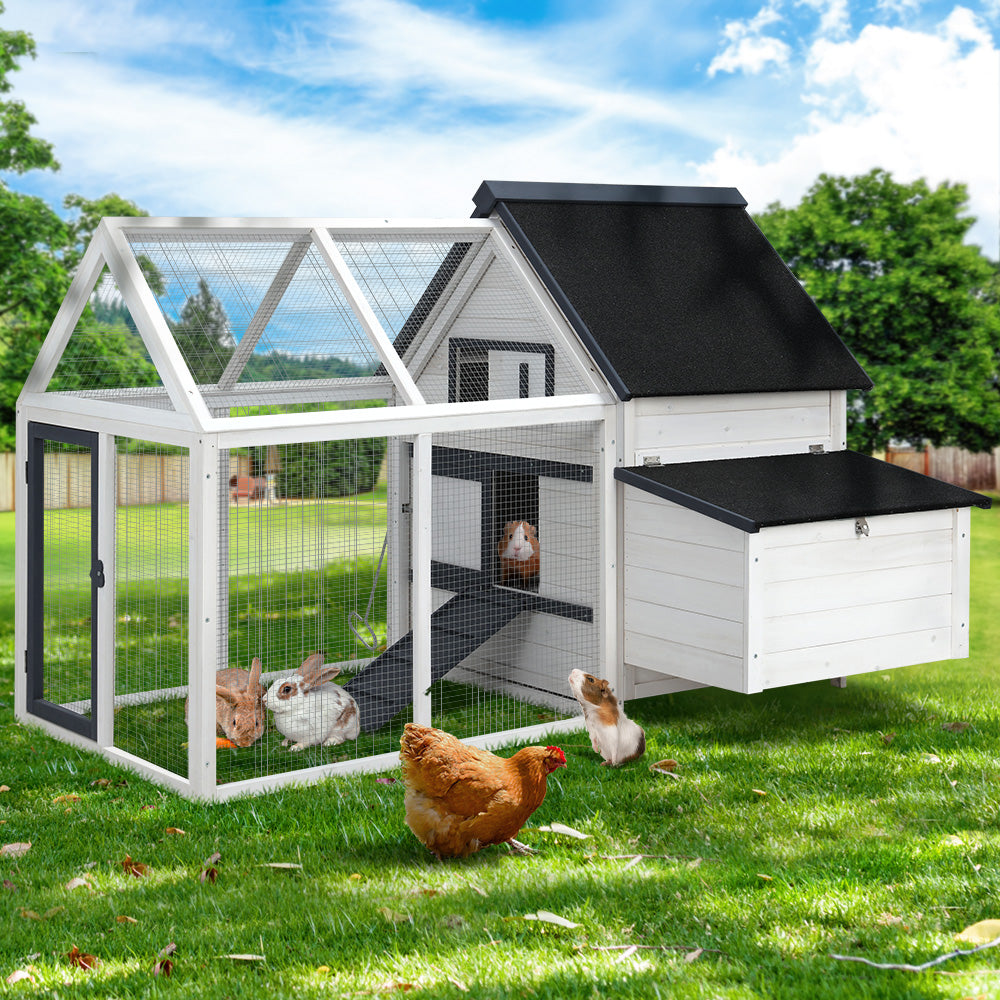 i.Pet Chicken Coop Rabbit Hutch 150cm x 60cm x 93cm Large House Run Cage Wooden Outdoor Bunny