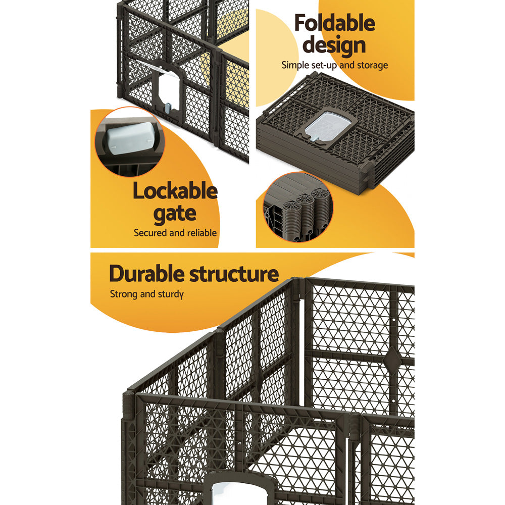 i.Pet Dog Playpen Enclosure 8 Panel Pet Fence Plastic Play Pen