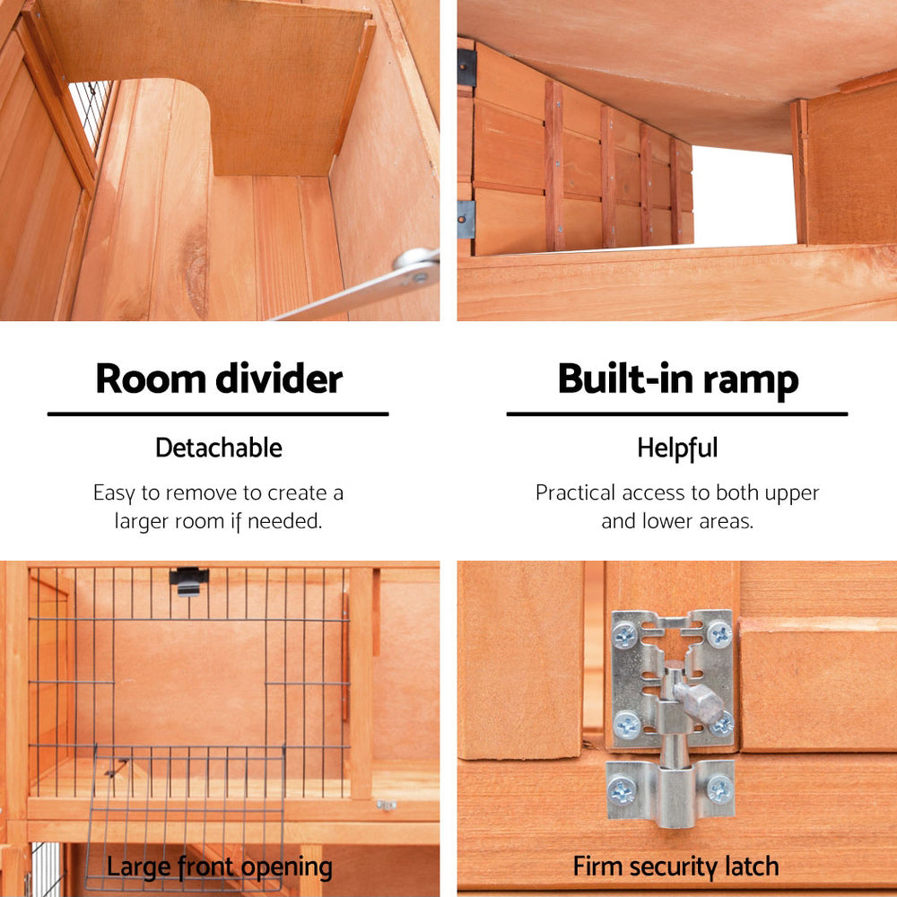 i.Pet Chicken Coop 88cm x 40cm x 76cm Rabbit Hutch Large House Run Wooden Cage Outdoor