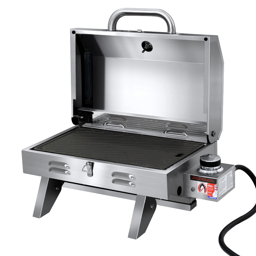 Grillz Portable Gas BBQ Grill with Double Sided Plate