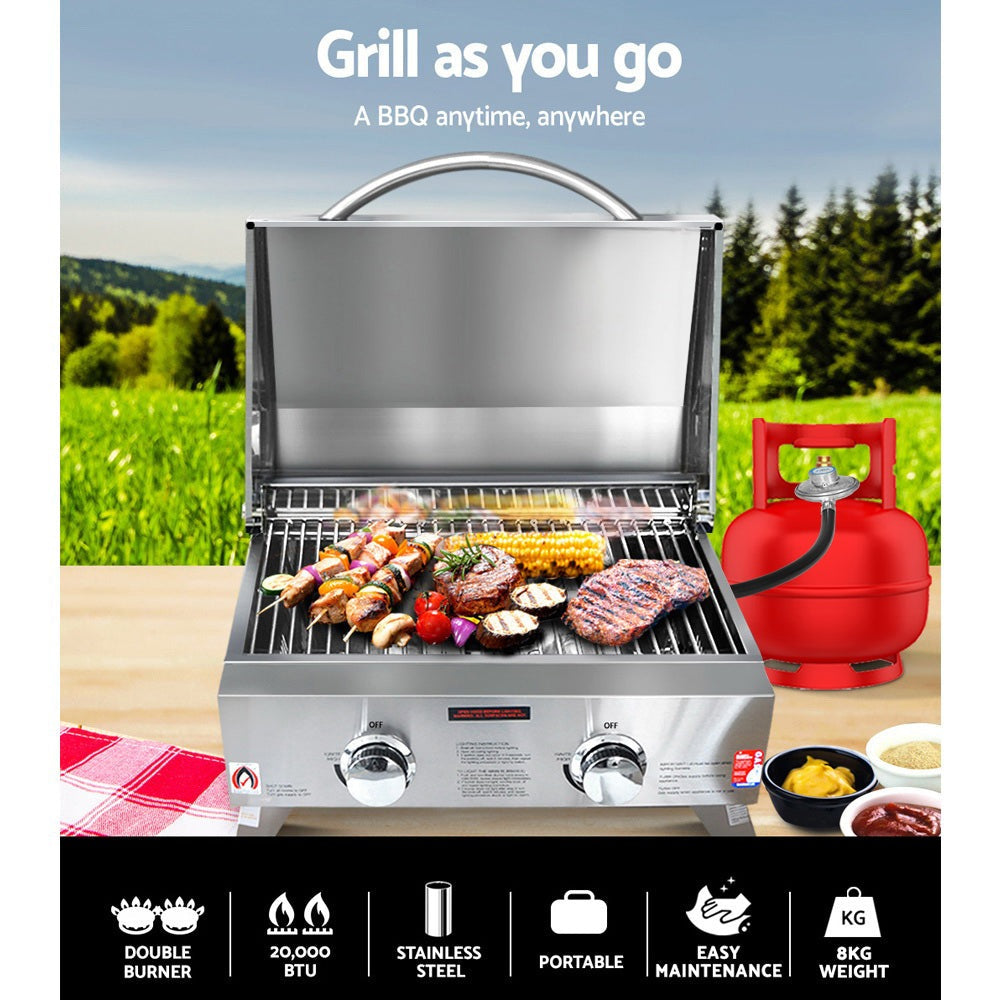 Grillz Portable Gas BBQ Grill 2 Burners