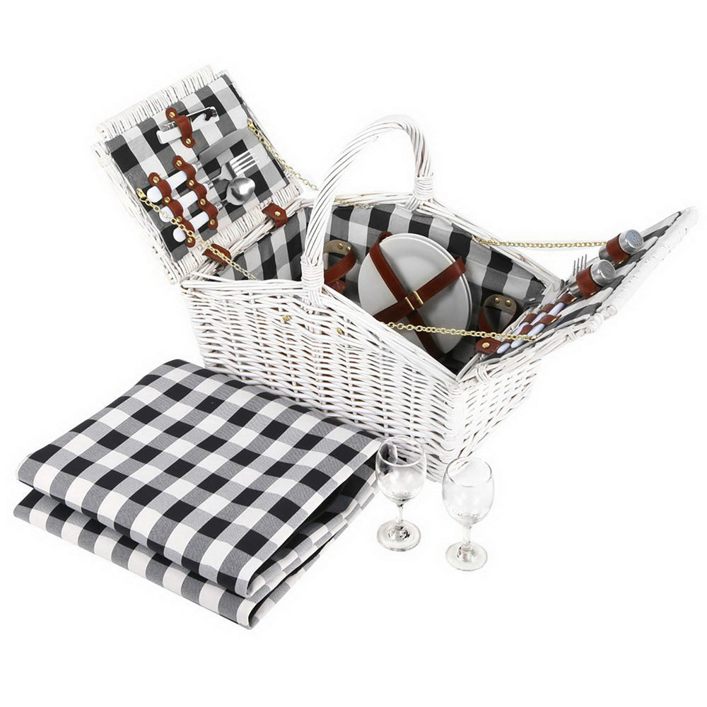 Alfresco 2 Person Picnic Basket Set Insulated Blanket Bag