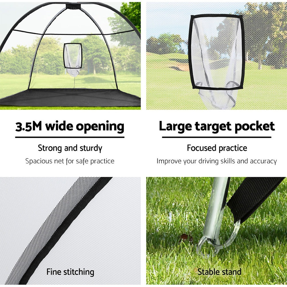 Everfit 3.5m Golf Practice Net Portable Training Aid Driving Target Tent Black