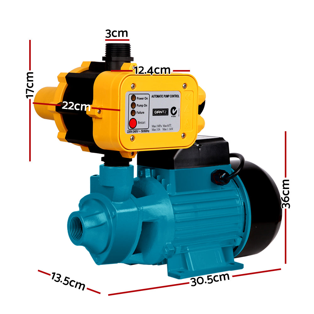 Giantz Peripheral Water Pump Garden Boiler Car Wash Auto Irrigation QB80 Yellow