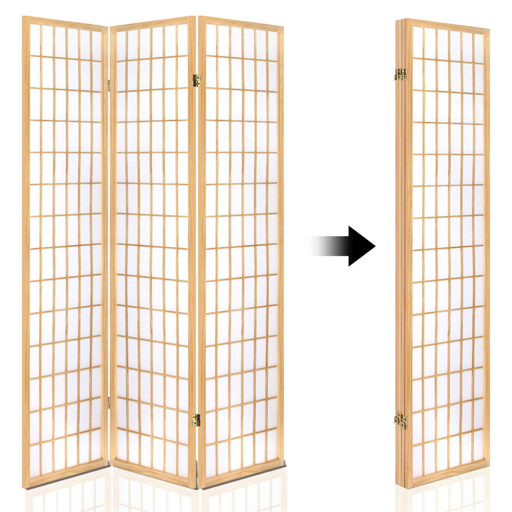 Artiss 4 Panel Room Divider Screen 174x179cm Natural