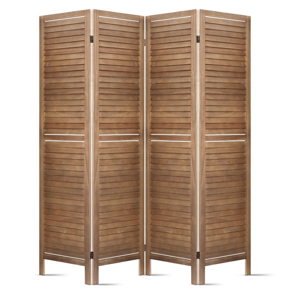 Artiss 4 Panel Room Divider Screen 160x170cm Louver Oak