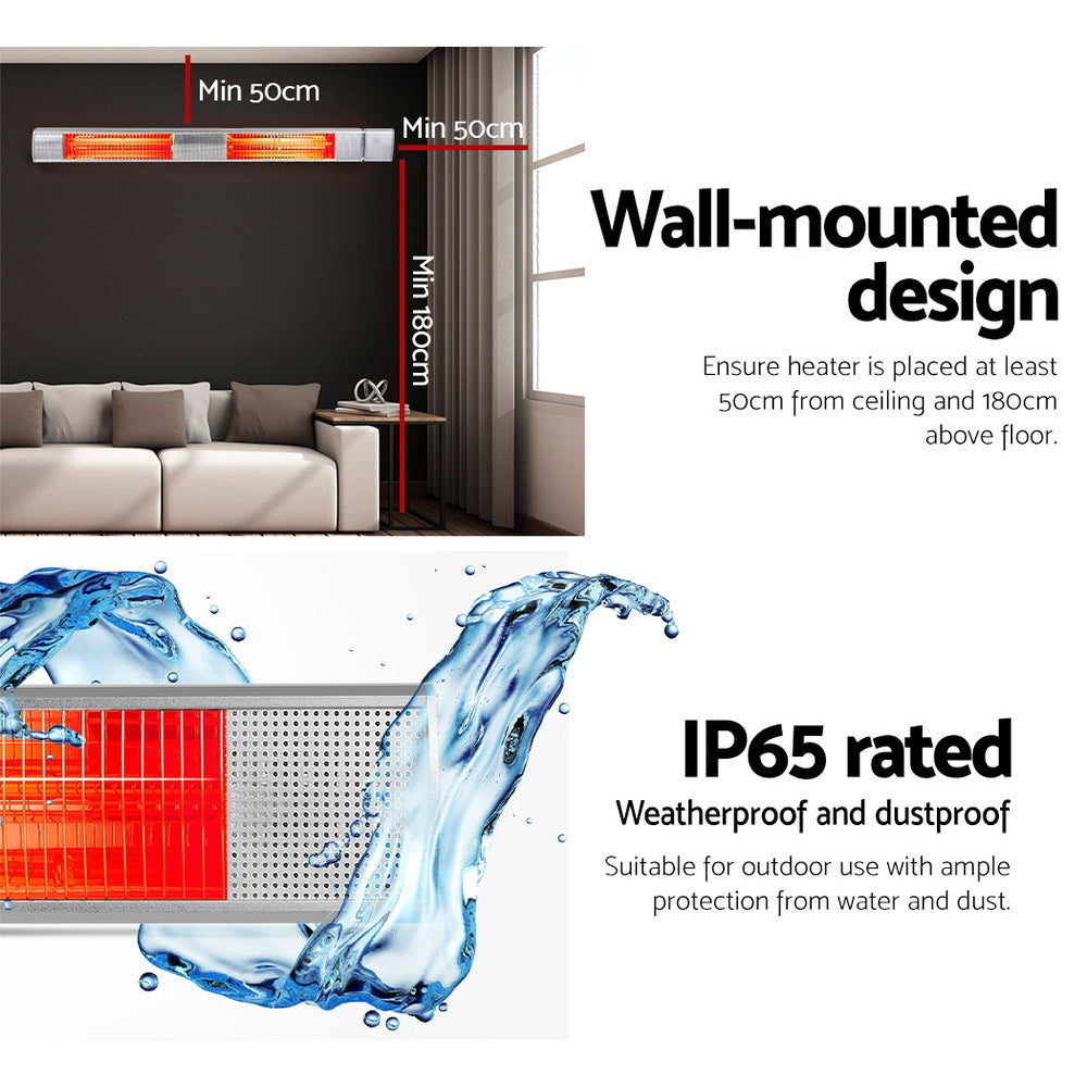 Devanti Electric Strip Heater Infrared Radiant Heaters 3000W