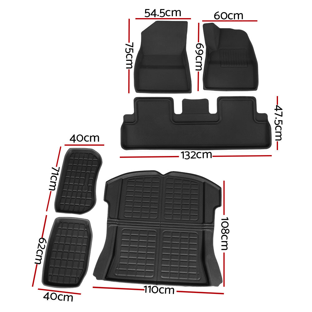 Weisshorn Car Rubber Floor Mats for Tesla Model 3 Trunk Toolbox Cargo Mat Carpet