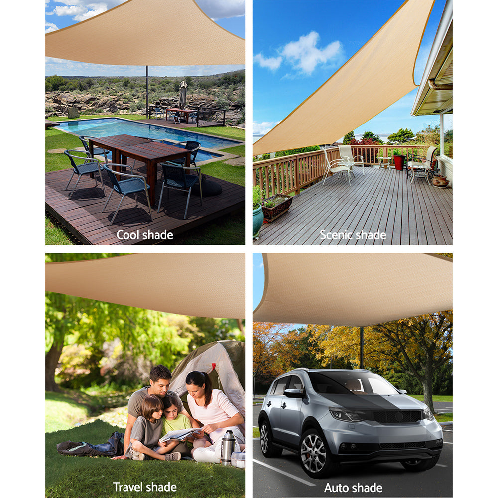 Instahut Shade Sail 6x8m Rectangle 280GSM 98% Sand Shade Cloth